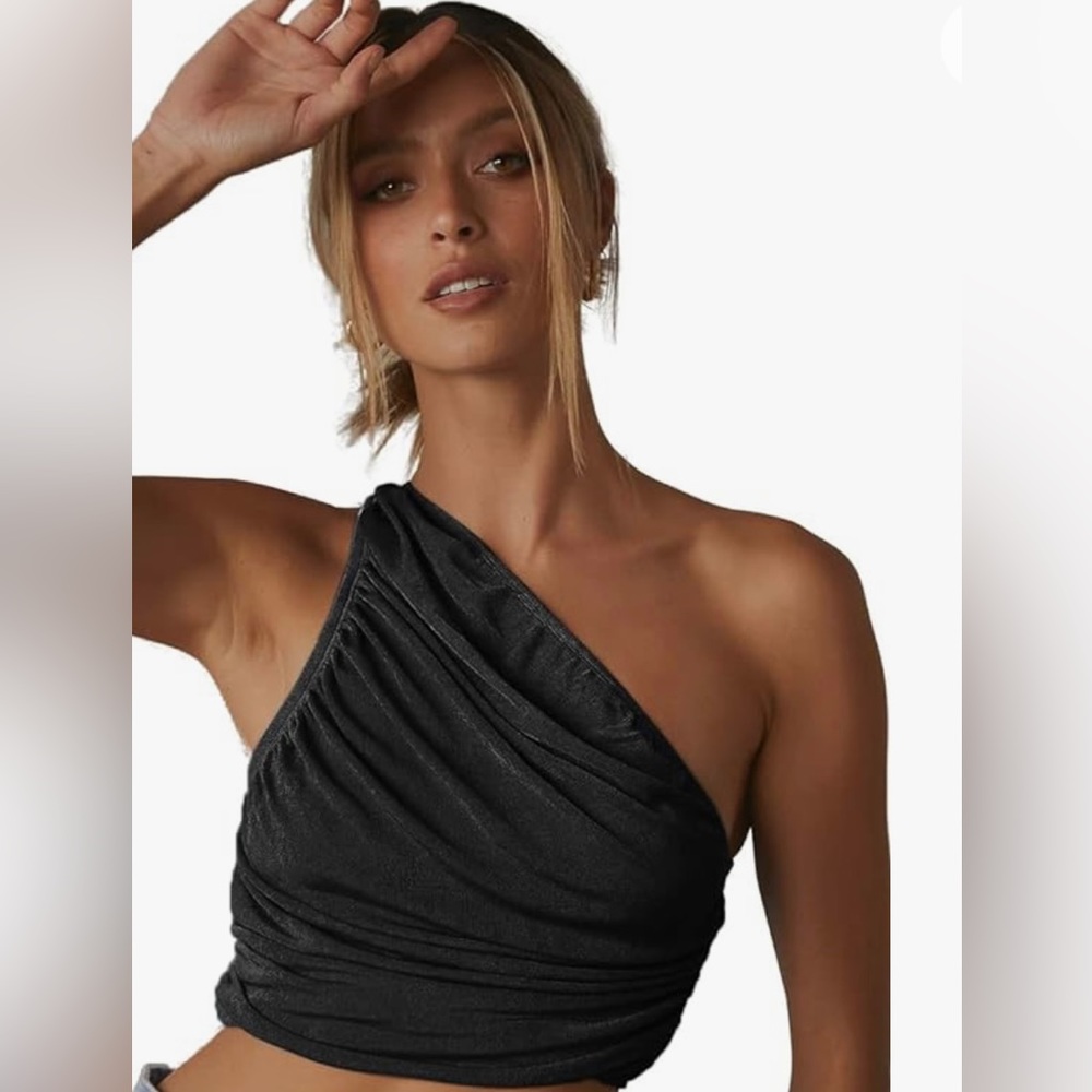 Sparkly One Shoulder Crop Top (NWOT)
